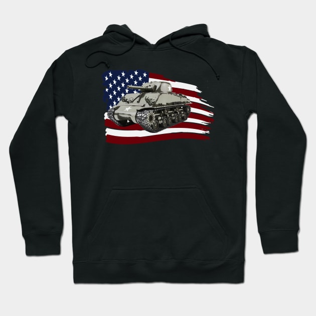 US Army Sherman tank Hoodie by Dirty Custard Designs 